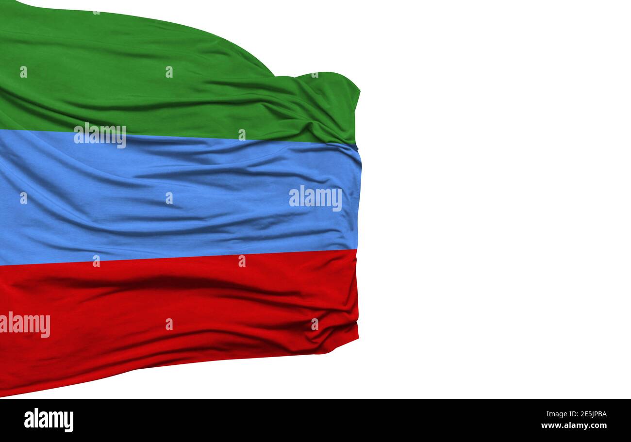 Drapeau Dagestan isolé sur fond blanc Banque D'Images