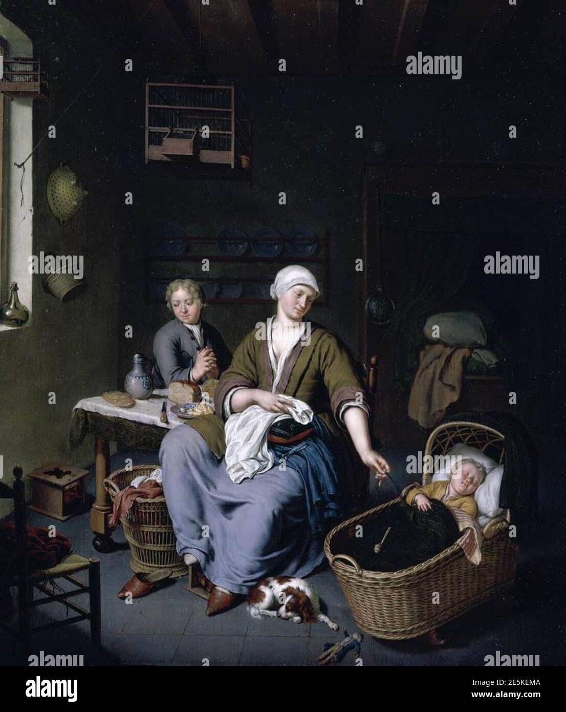 Mieris, Willem van - intérieur avec une mère fréquentant ses enfants - 1728. Banque D'Images