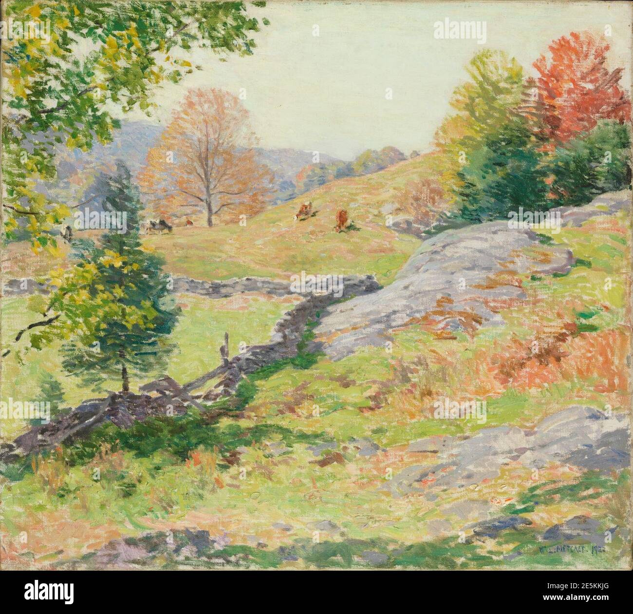 Willard Leroy Metcalf - pâturages Hillside septembre (1922). Banque D'Images