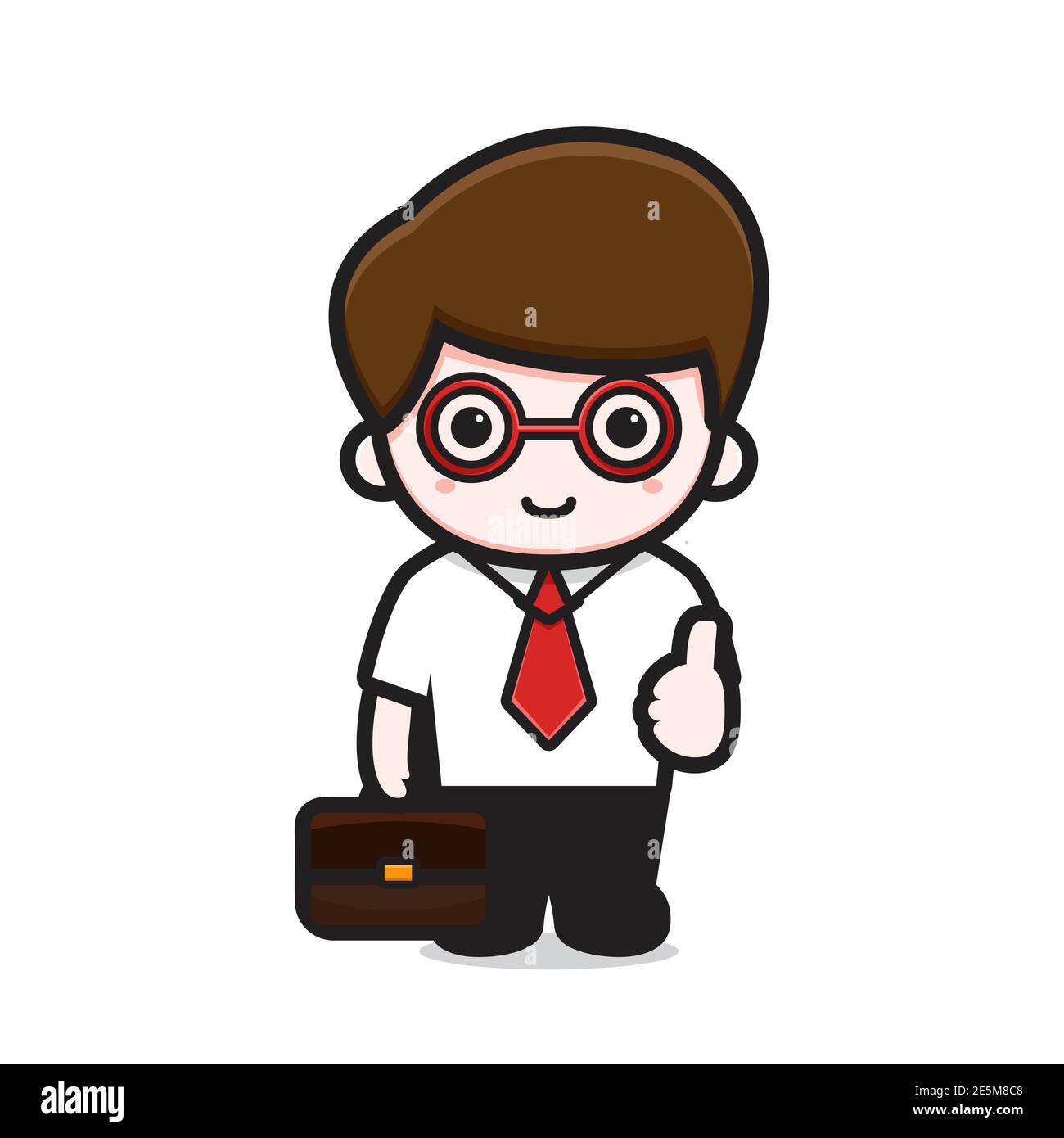 Mignon homme d'affaires tenant une valise de bureau avec bonne posture ...