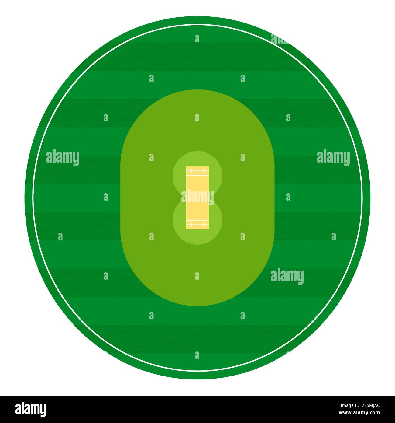 les marquages du terrain de cricket apparaissent avec de l'herbe, vue du dessus du terrain de jeu. Terrain de sport pour les loisirs actifs. Vecteur Illustration de Vecteur