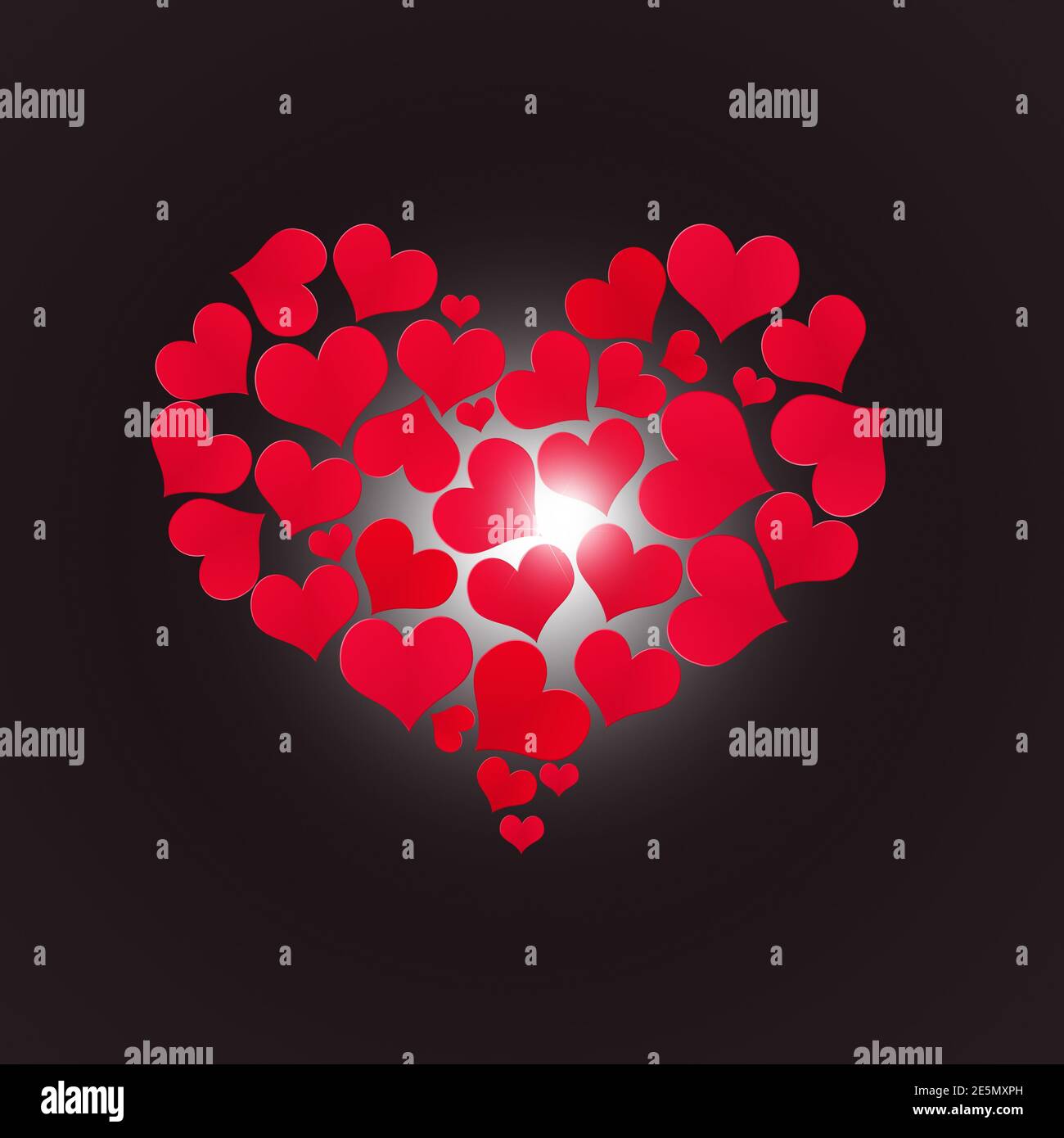 Résumé rouge joli coeur valentine cartes-cadeaux Banque D'Images