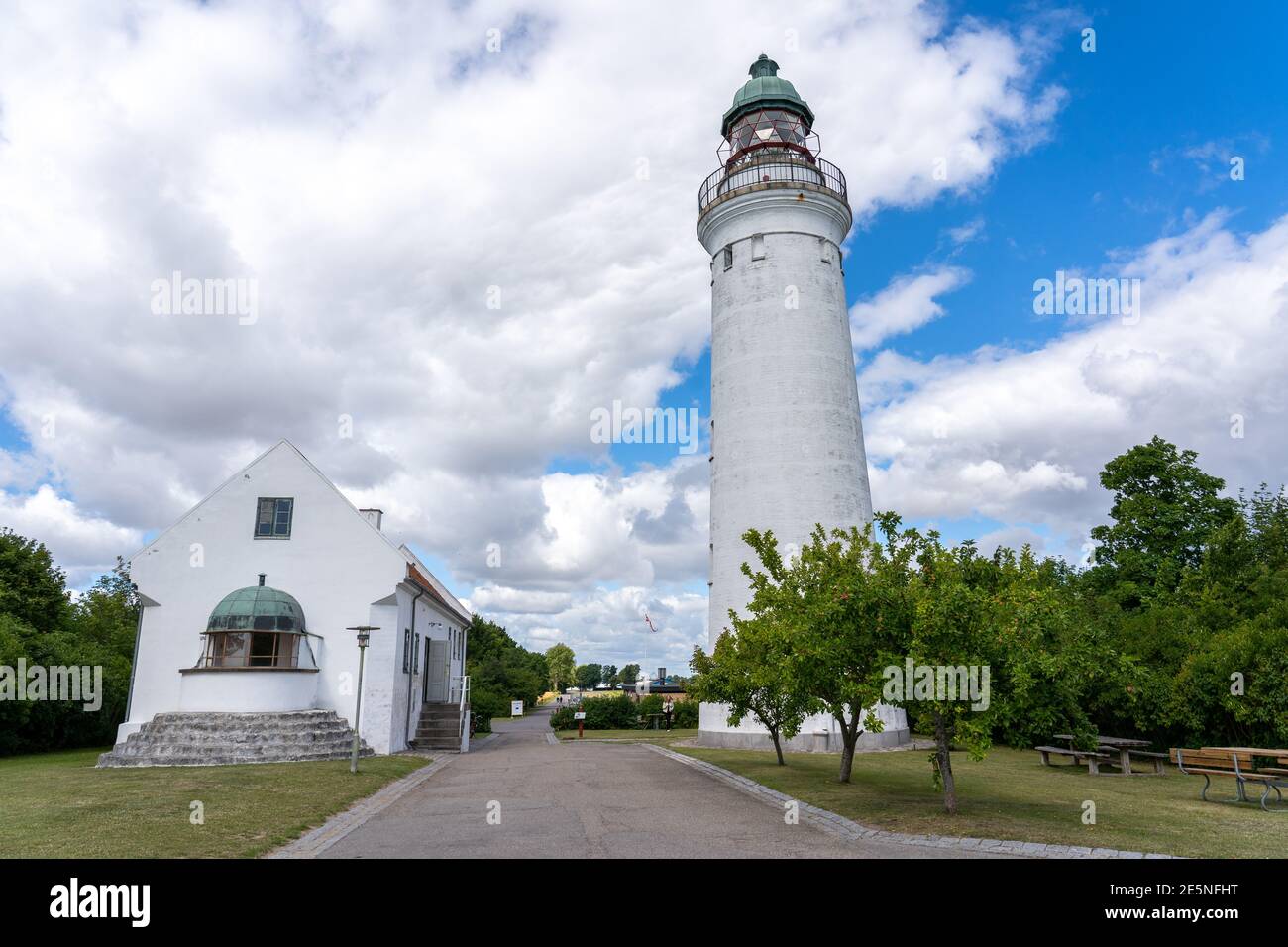 Stevns Lighthouse à Stevns Klint, Danemark Banque D'Images