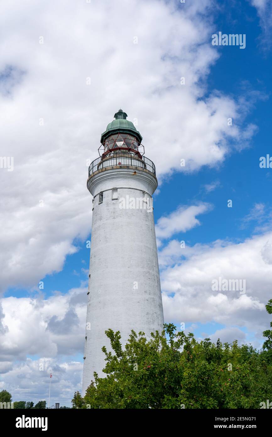 Stevns Lighthouse à Stevns Klint, Danemark Banque D'Images