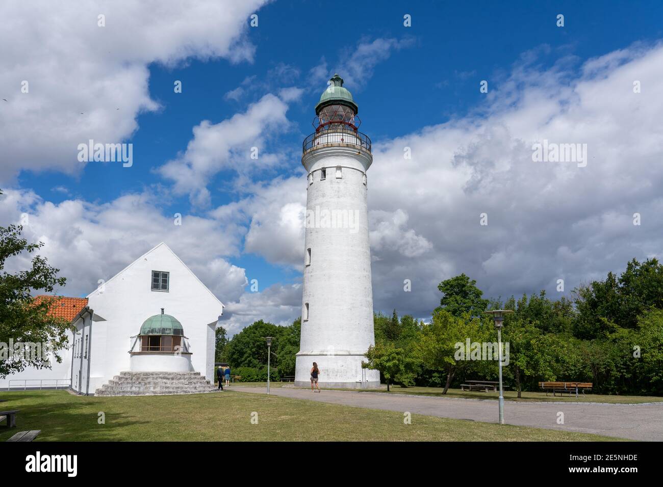 Stevns Lighthouse à Stevns Klint, Danemark Banque D'Images