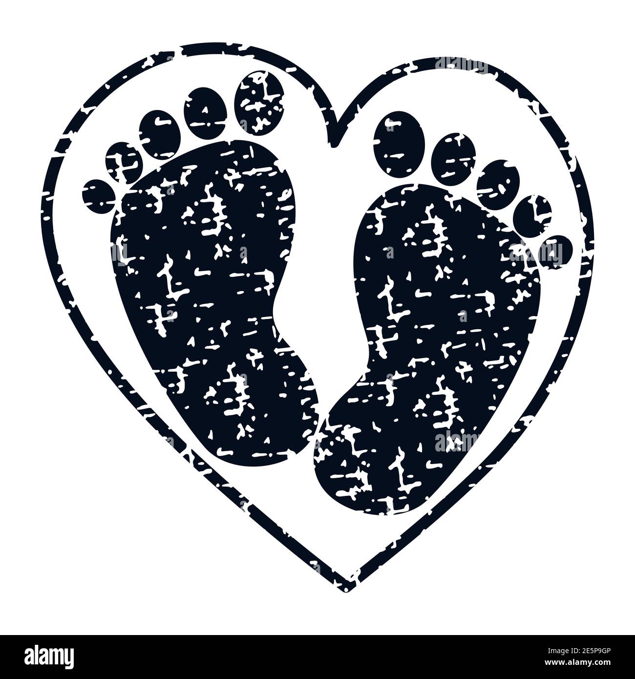 Pieds De Bebe Avec Empreinte Coeur Vector Illustraton Image Vectorielle Stock Alamy
