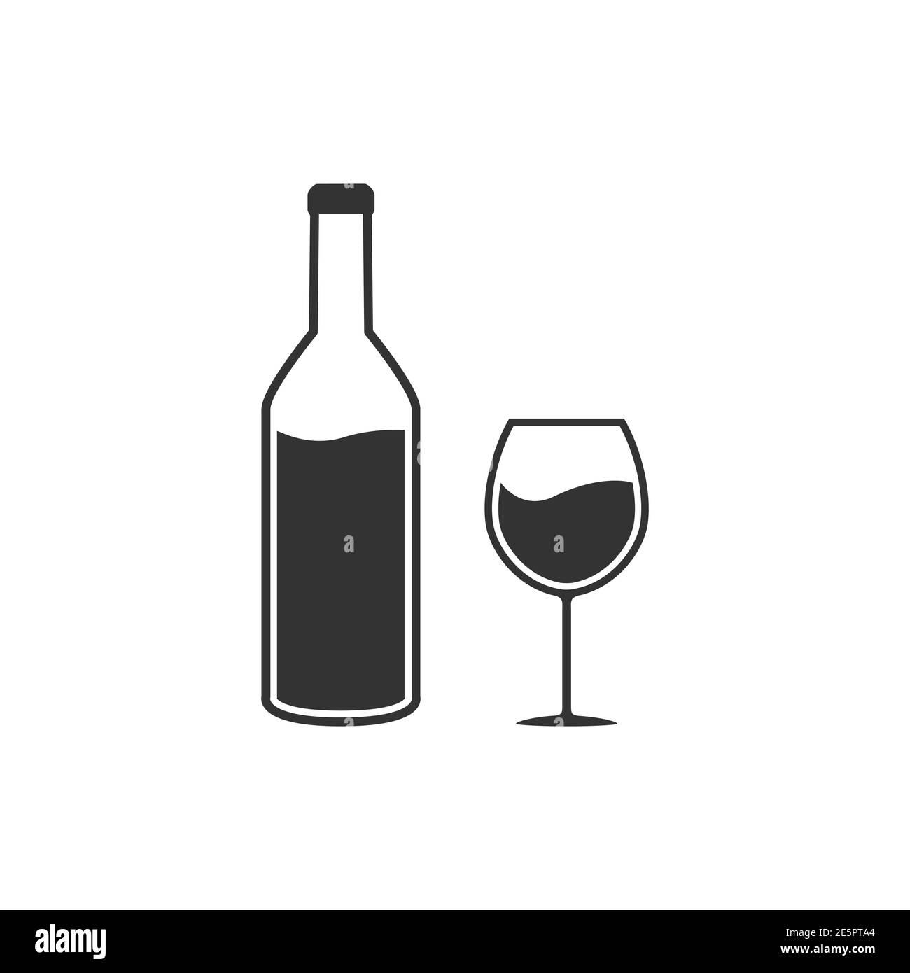 Bouteille et verre de vin. Alcool buvez des éléments de forme. Illustration vectorielle isolée sur fond blanc Illustration de Vecteur