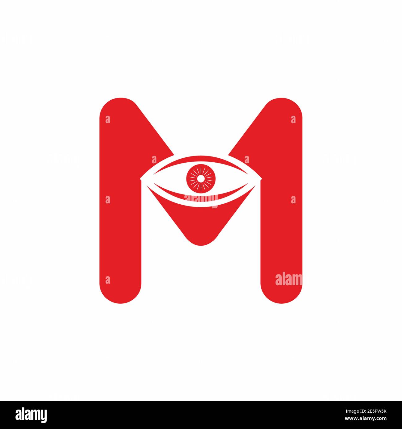 Lettre M rouge avec modèle de logo œil pour votre entreprise objectif Illustration de Vecteur