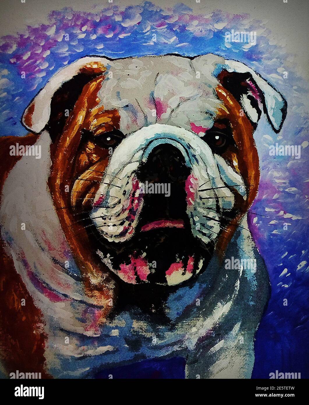 Art, peinture, acrylique, couleur, sourire mignon, bulldog, Thaïlande Banque D'Images