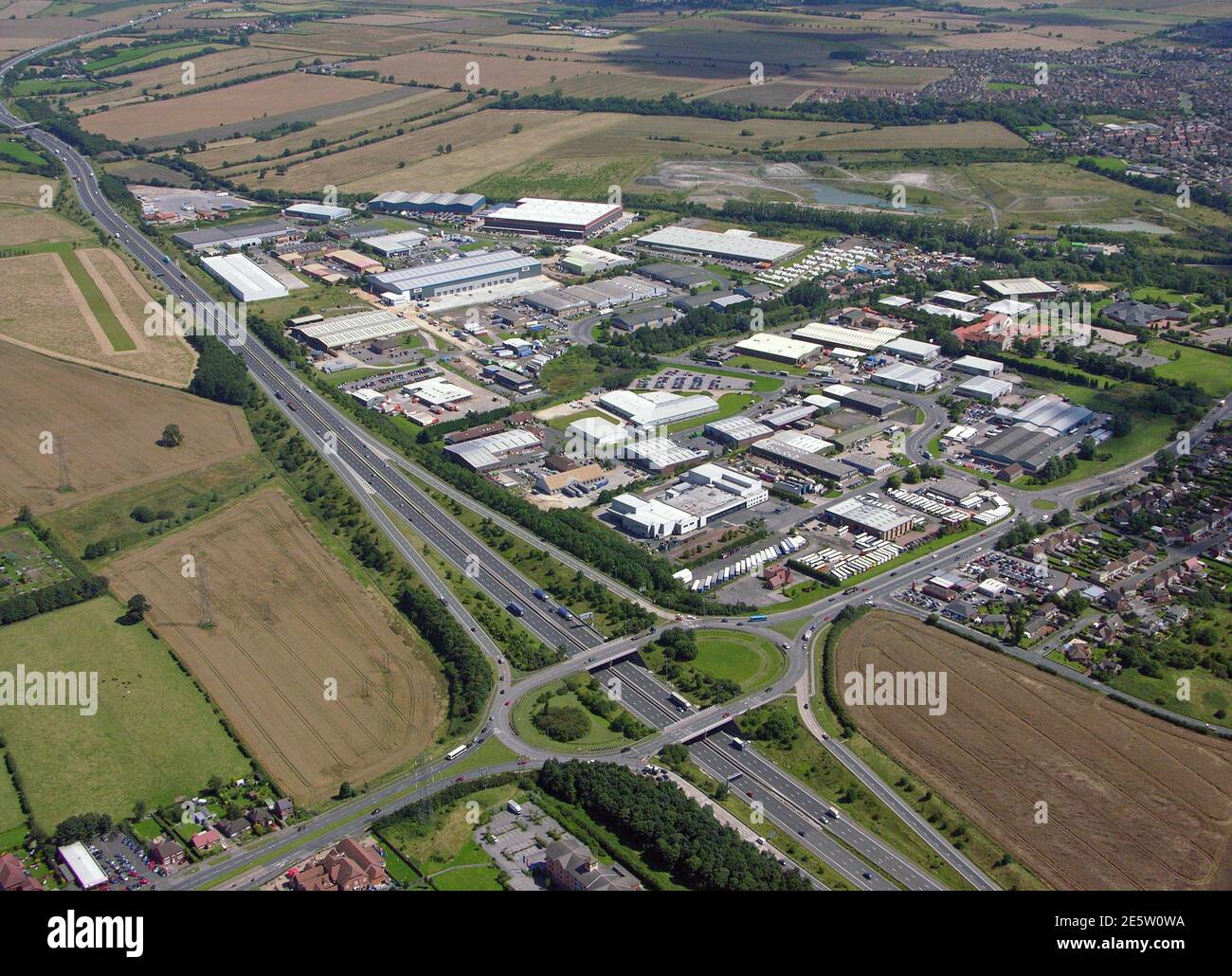 Vue aérienne de la zone industrielle Hellaby, Bramley, près de Rotherham, dans le Yorkshire du Sud Banque D'Images