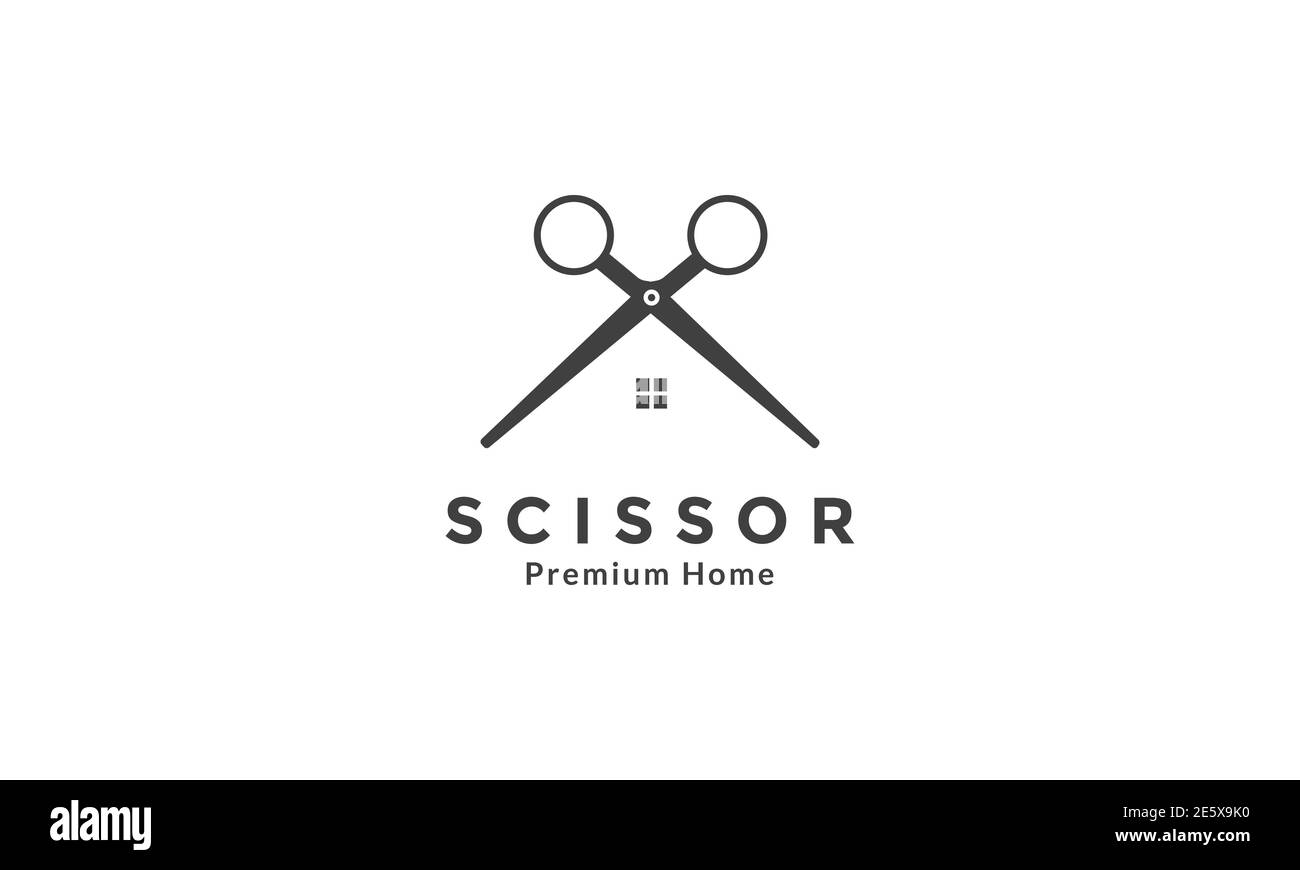 maison ou maison avec ciseaux logo moderne symbole icône vecteur illustration de la conception graphique Illustration de Vecteur