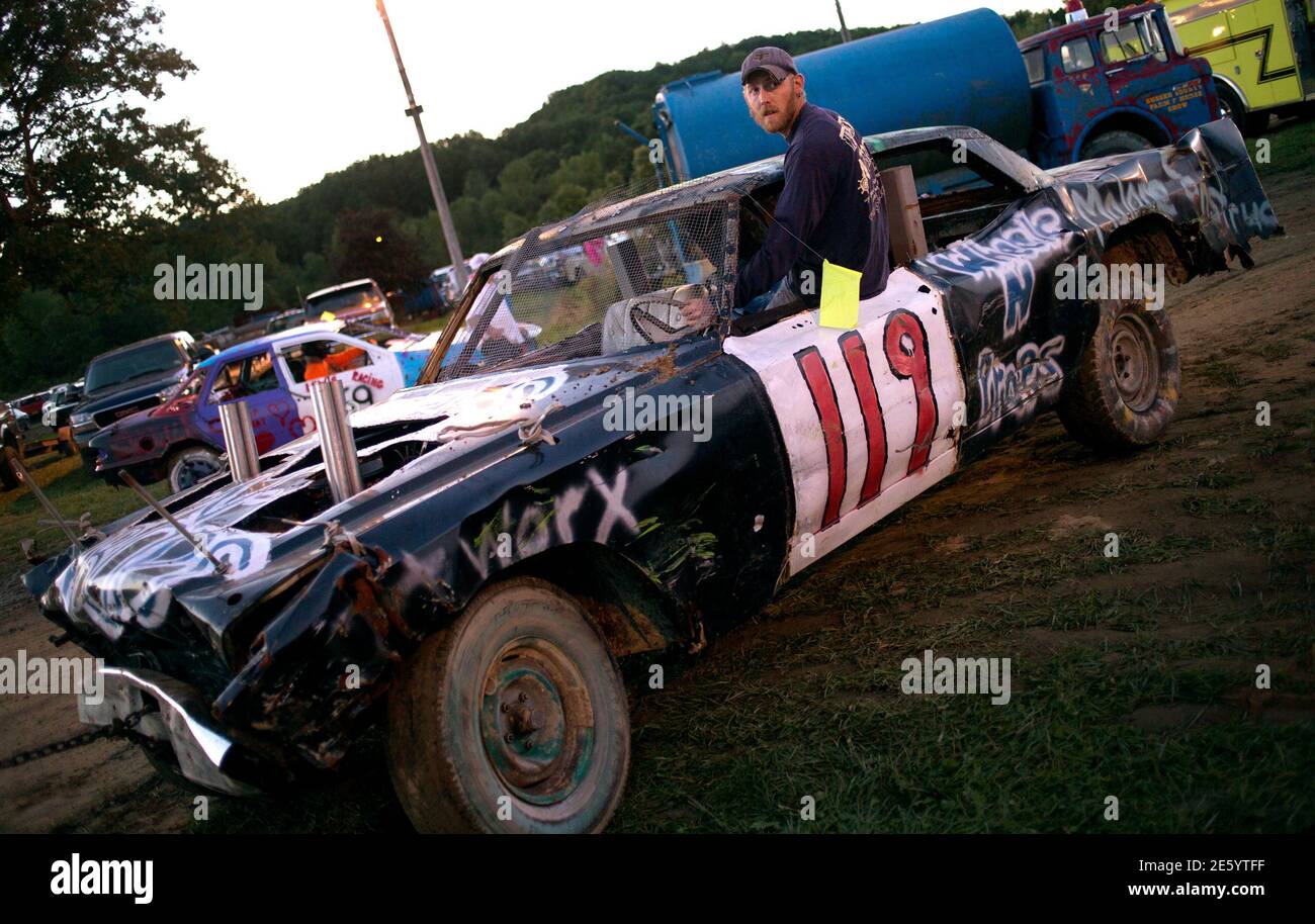 Sam Pratt of Burlington New Jersey climbs out of his car at the Nation