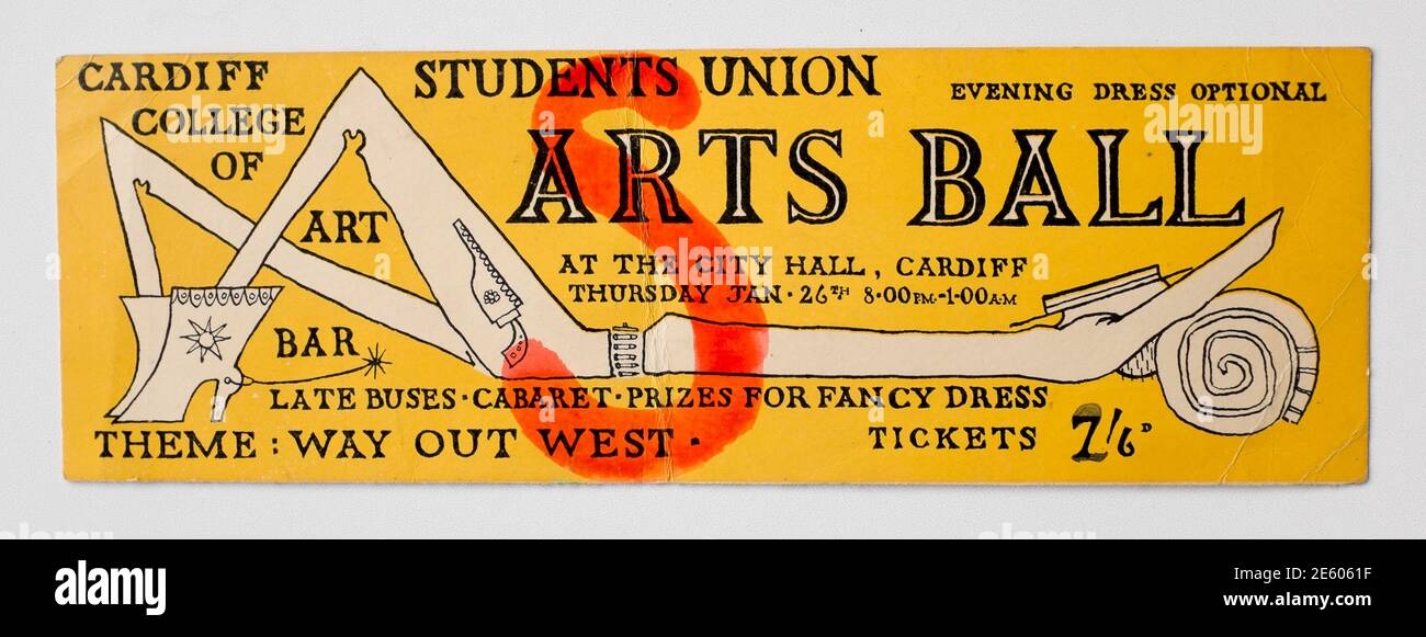 Vintage années 1960 Cardiff Students Union Arts billet de balle Banque D'Images