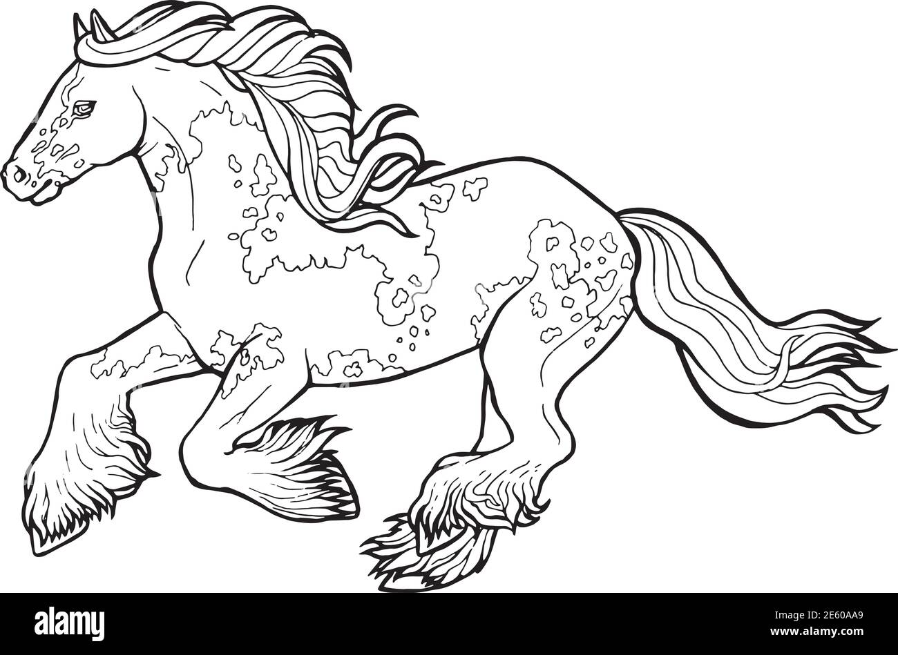 Courses hippiques Livre de coloriage Illustration de Vecteur