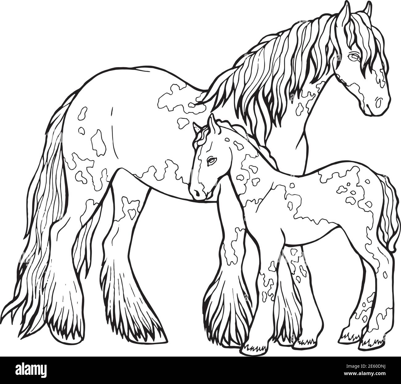 Courses hippiques Livre de coloriage Illustration de Vecteur