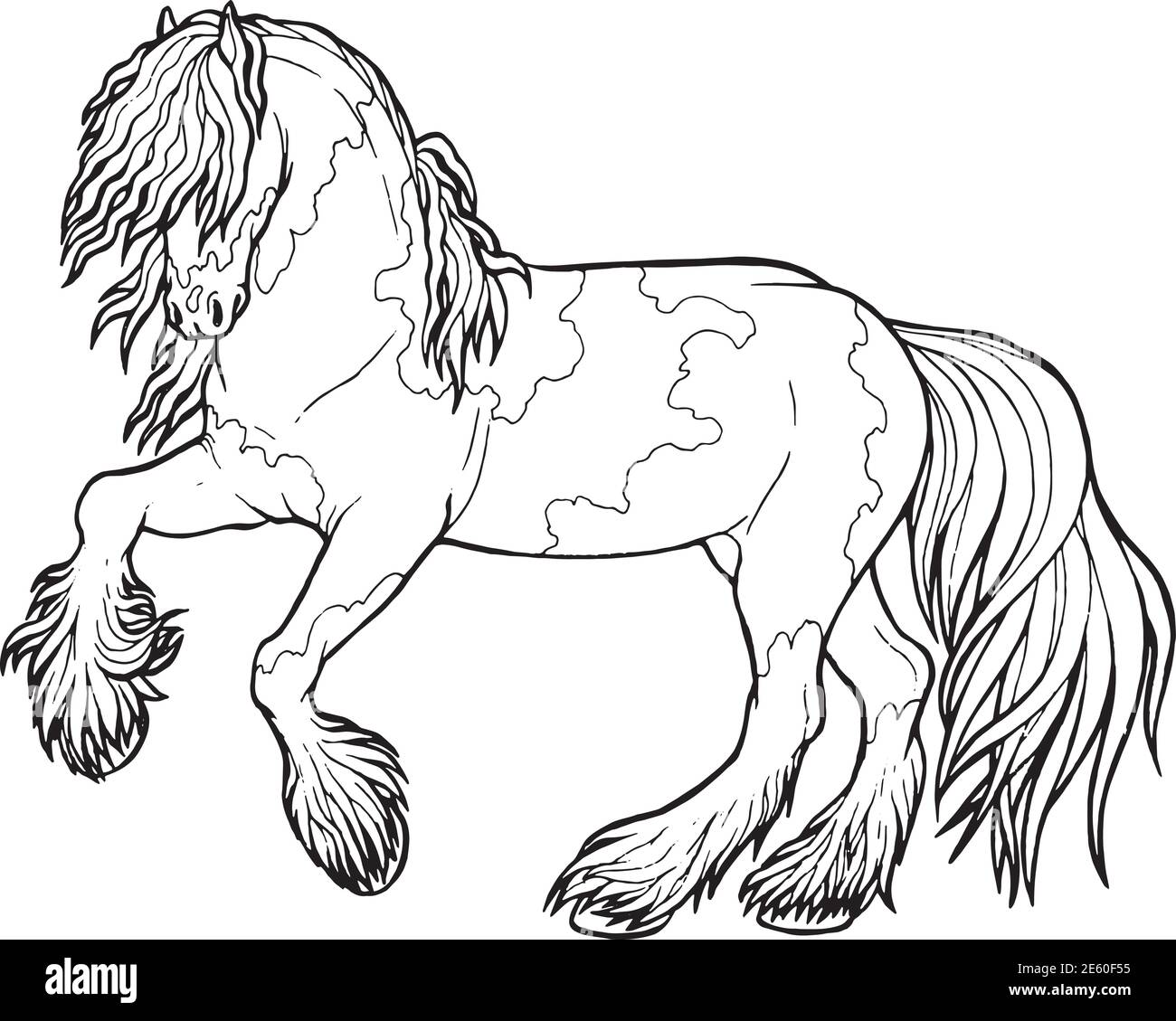 Courses hippiques Livre de coloriage Illustration de Vecteur