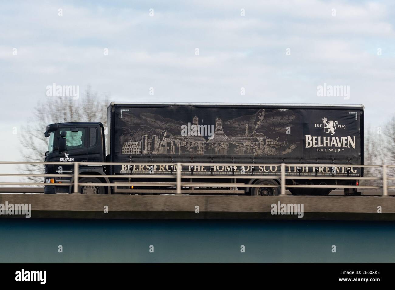Camion de livraison de la brasserie Belhaven - Écosse, Royaume-Uni Banque D'Images