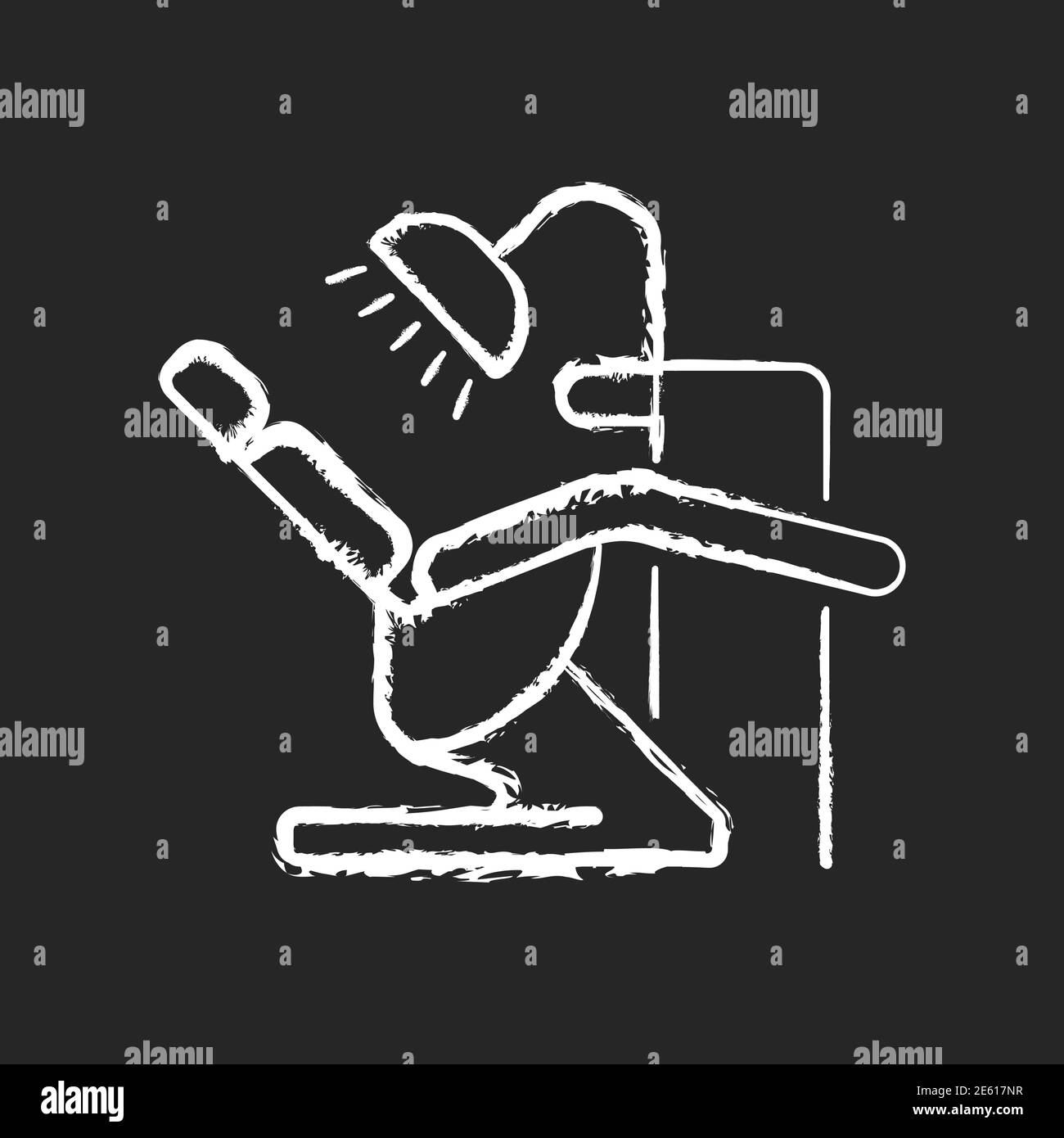 Icône blanche de la chaise de dentiste sur fond noir Illustration de Vecteur