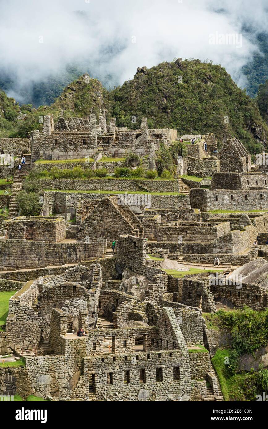 Les ruines Inca de Machu Picchu, au Pérou. Banque D'Images