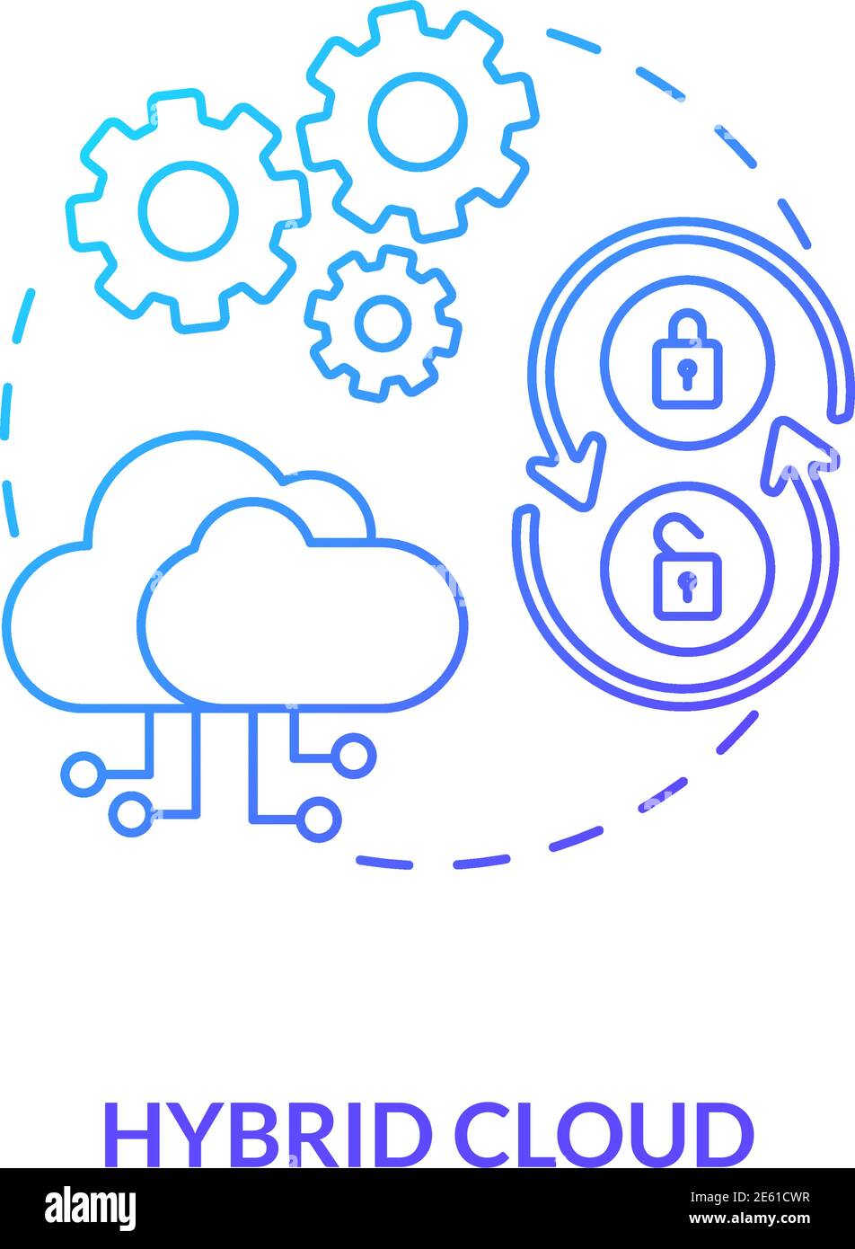 Icône de concept de Cloud hybride Illustration de Vecteur