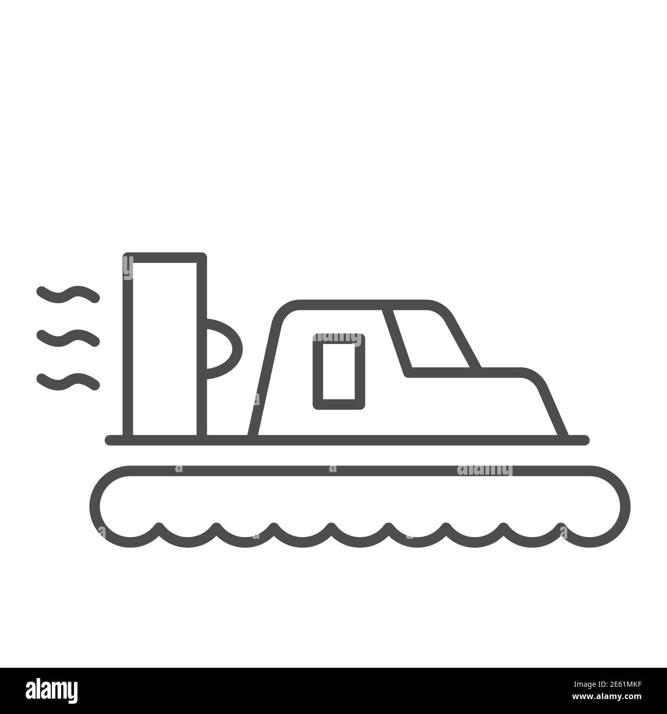 Icône de ligne mince d'aéroglisseur, symbole de transport maritime, signe de vecteur de transport maritime sur fond blanc, icône de bateau d'Hovercraft dans le style de contour pour Illustration de Vecteur