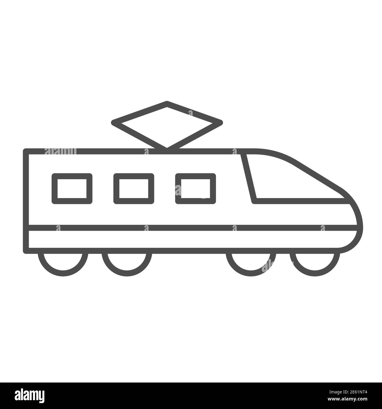 Icône de ligne mince de train électrique, symbole de transport, signe de vecteur de train à grande vitesse moderne sur fond blanc, icône de métro dans le style de contour pour mobile Illustration de Vecteur