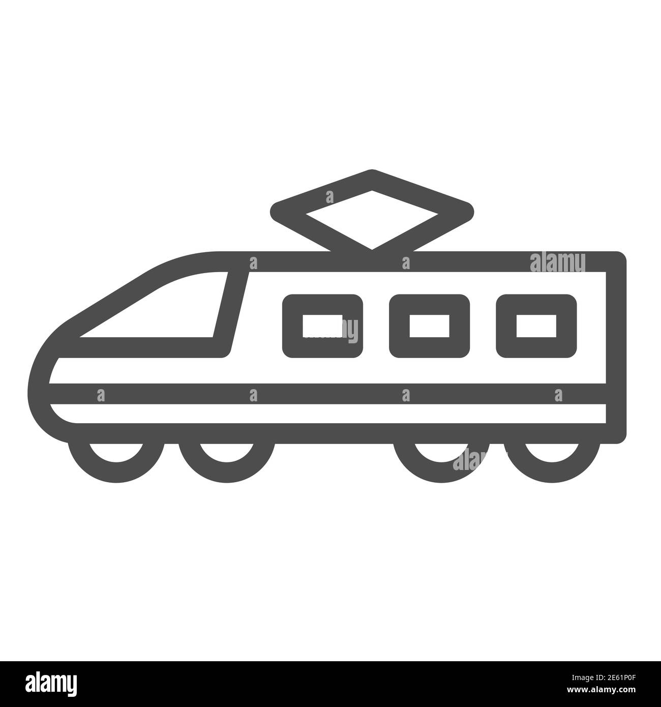 Icône de ligne de train électrique, symbole de transport, signe moderne de vecteur de train à grande vitesse sur fond blanc, icône de métro dans le style de contour pour mobile Illustration de Vecteur
