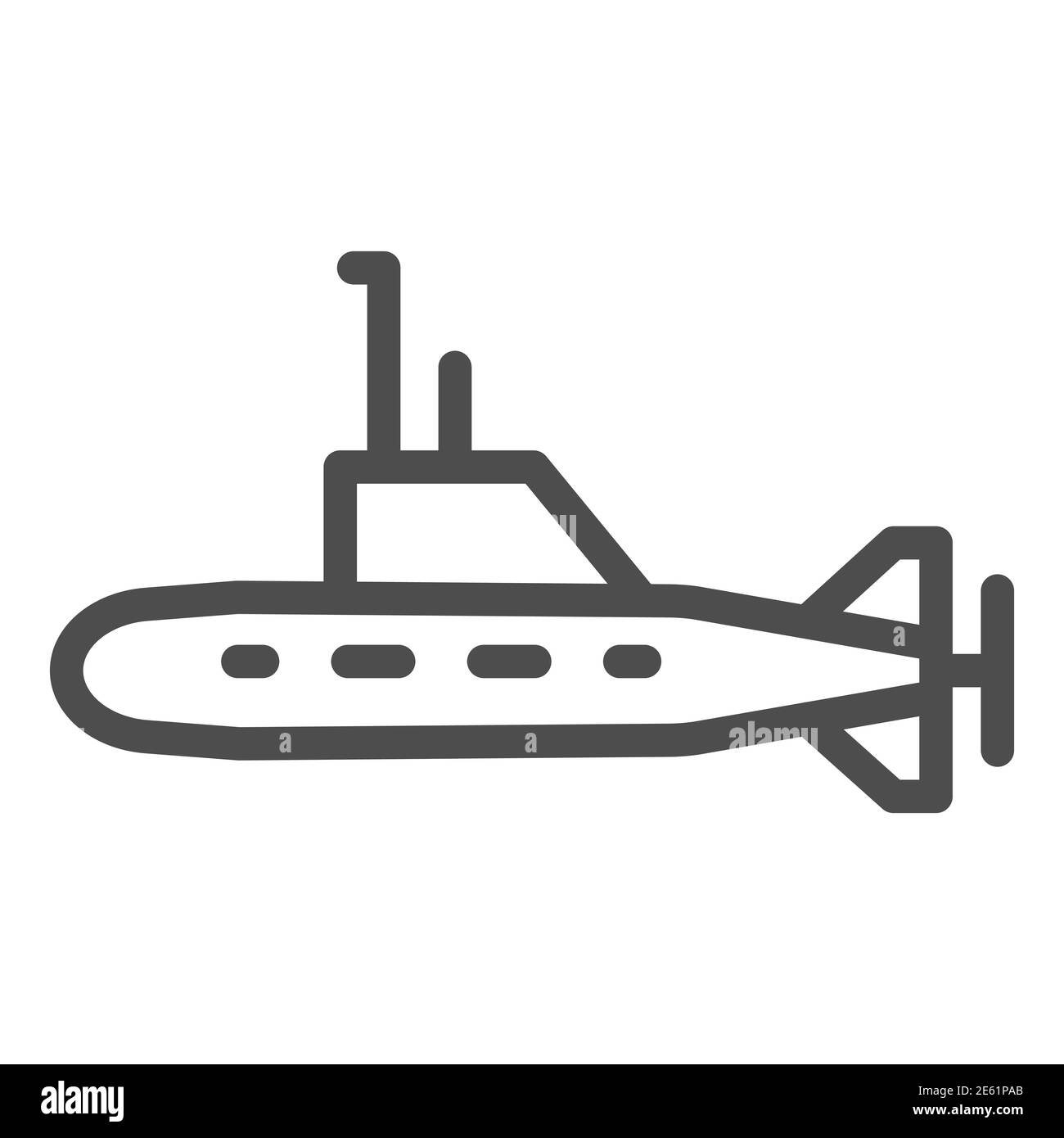 Icône de ligne sous-marine, symbole de transport de navire de guerre, signe de vecteur de bateau sous-marin sur fond blanc, icône de sous-marin avec périscope dans le style de contour mobile Illustration de Vecteur