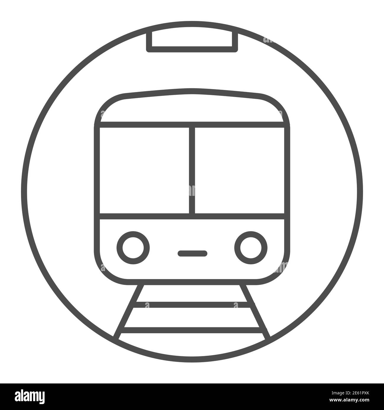 Icône de ligne mince de métro, symbole de transport ferroviaire, signe de vecteur de métro sur fond blanc, icône de métro dans le style de contour pour le concept mobile et Illustration de Vecteur