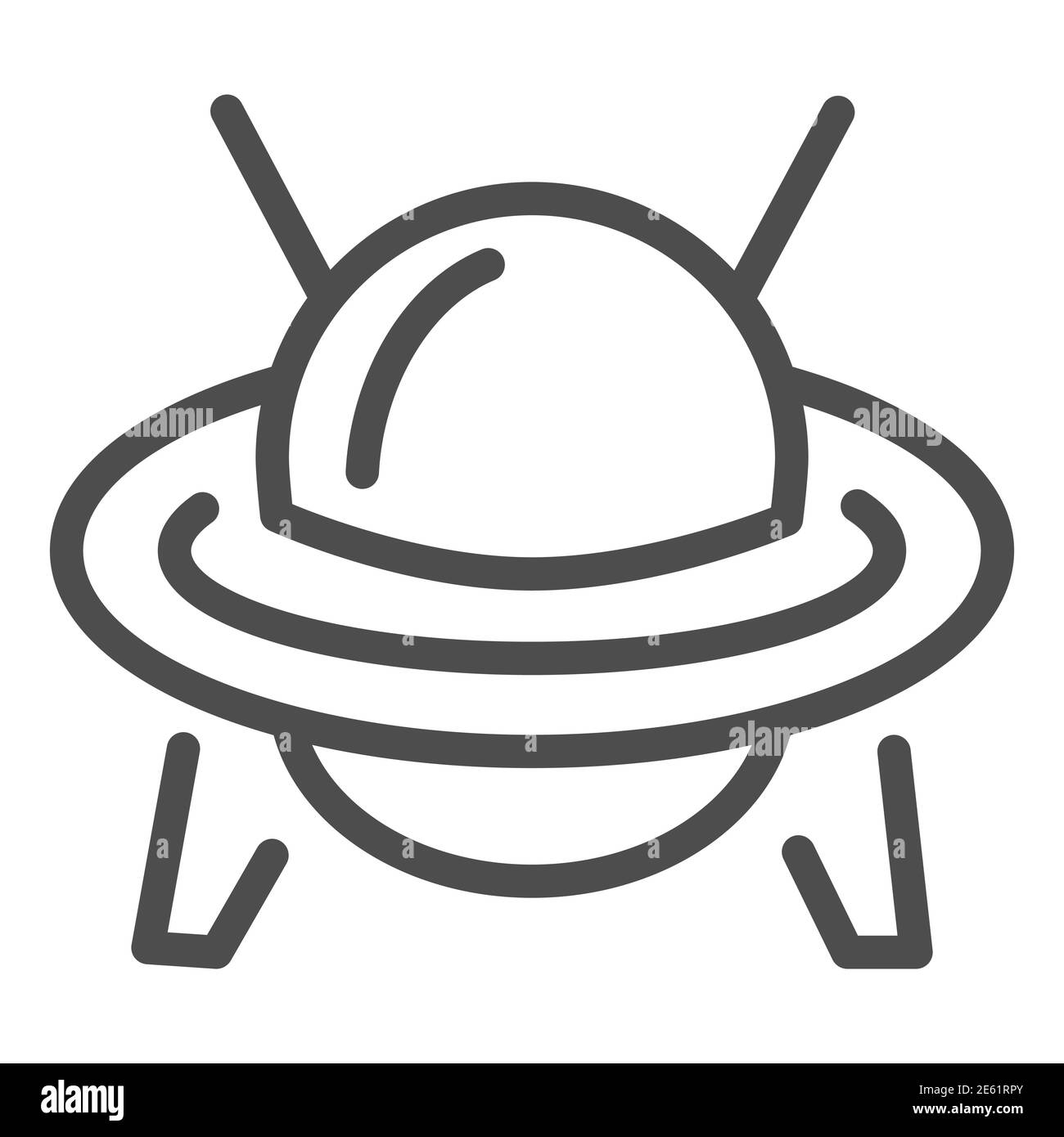 Icône de ligne d'OVNI, symbole de transport, signe de vecteur soucoupe volante sur fond blanc, icône de vaisseau spatial d'OVNI dans le style de contour pour le concept mobile et le web Illustration de Vecteur