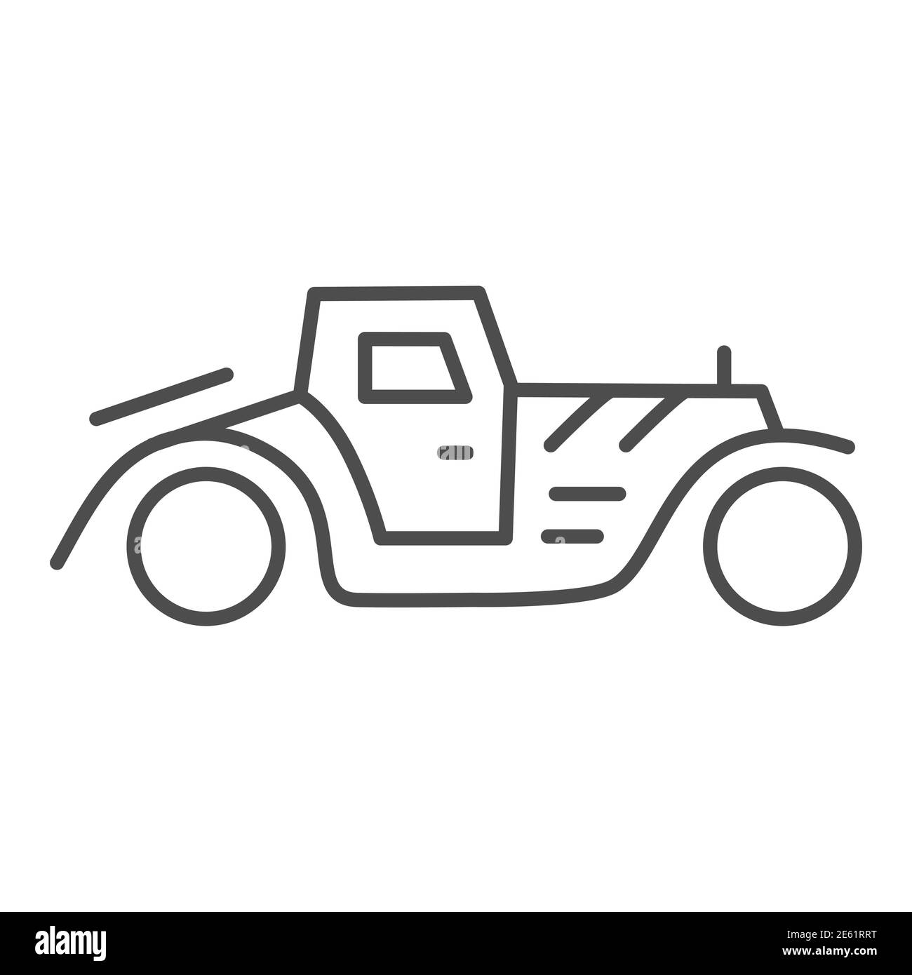 Icône voiture rétro fine, symbole de transport, signe vecteur voiture vintage classique sur fond blanc, machine de berline des années 1930 pour le style de contour de l'icône Illustration de Vecteur