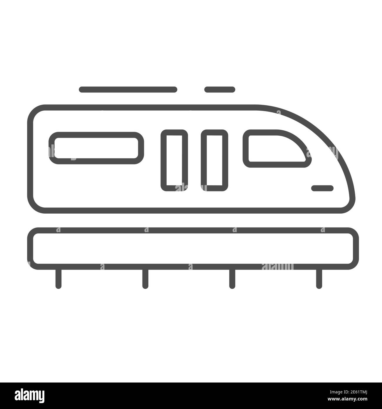 Monorail train ligne fine icône, symbole de transport, Monorail métro vecteur signe sur fond blanc, icône de transport ferroviaire dans le style de contour pour Illustration de Vecteur