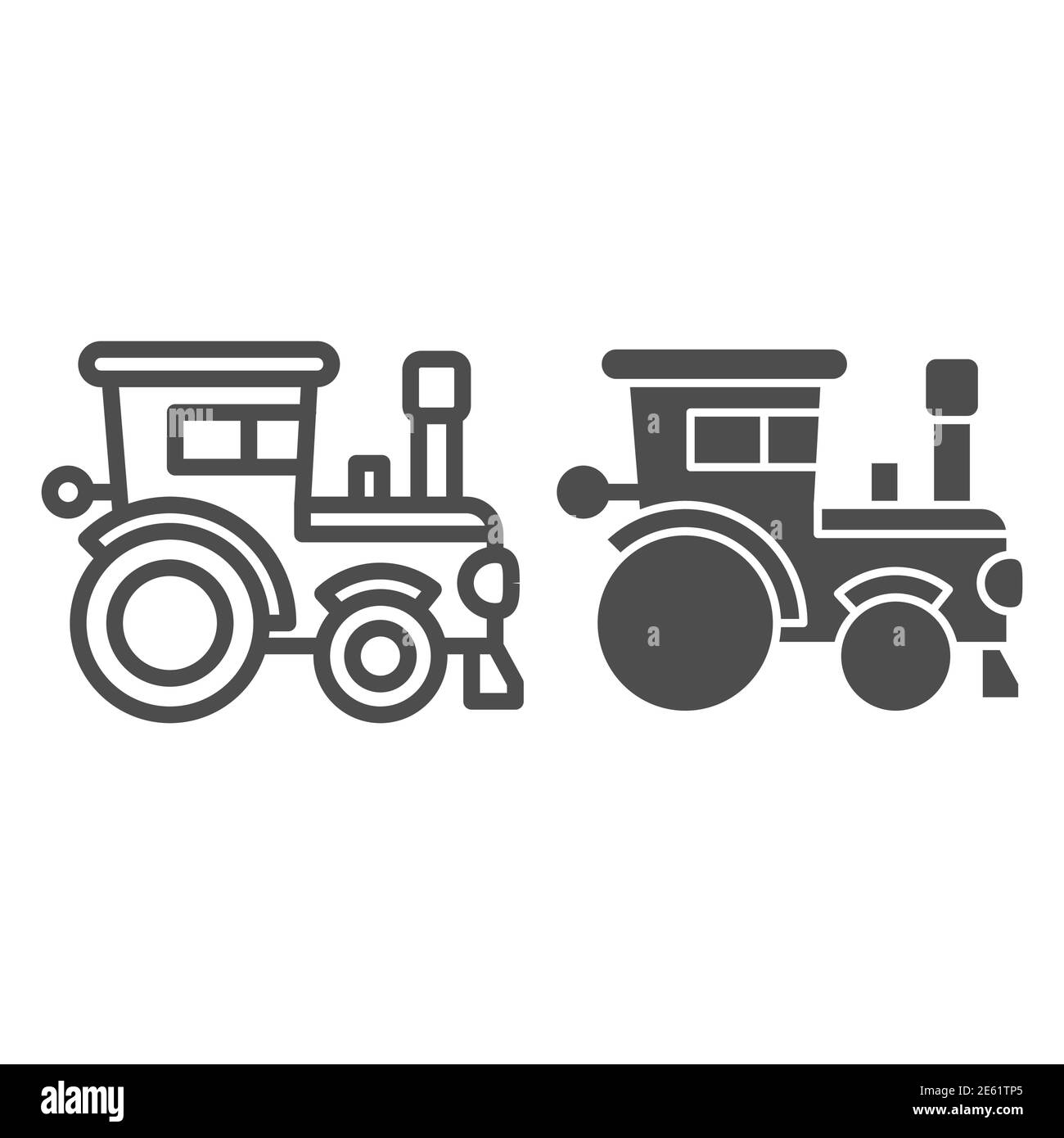Ligne de tracteur et icône pleine, symbole de machine agricole, symbole de vecteur de moteur agricole sur fond blanc, icône de machine agricole dans le style de contour pour le concept mobile Illustration de Vecteur