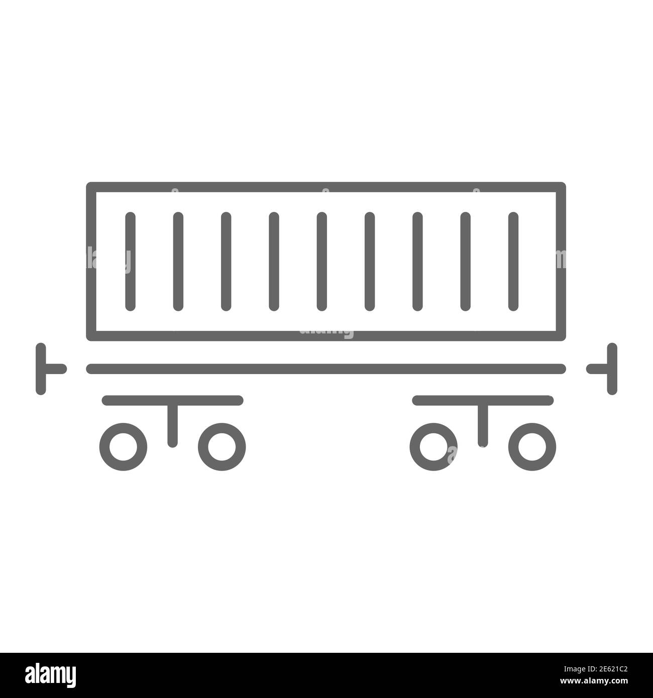 Livraison ferroviaire icône de ligne mince, symbole logistique, signe de vecteur de wagon de train sur fond blanc, icône de citerne d'acier de cargaison dans le style de contour pour mobile Illustration de Vecteur