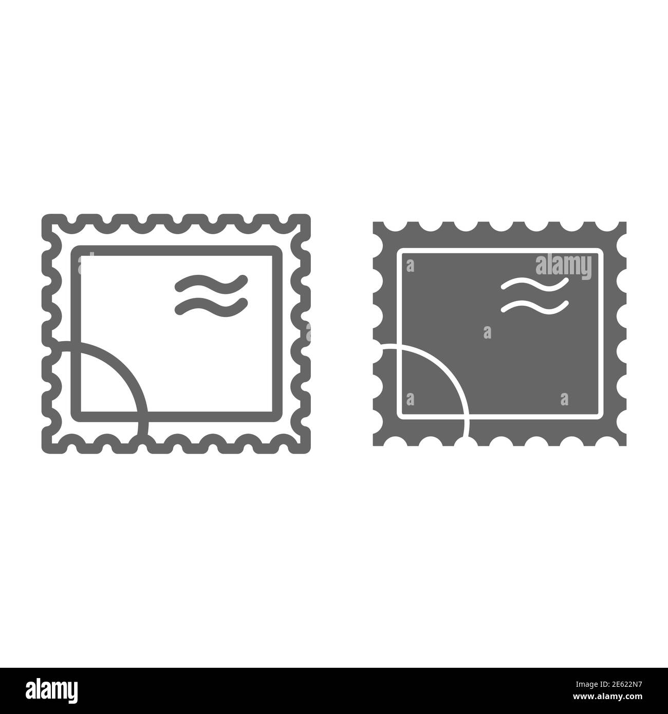 Ligne de cachet postal et icône pleine, symbole de livraison, signe vectoriel de cachet rétro papier sur fond blanc, icône de cachet de poste dans le style de contour pour mobile Illustration de Vecteur