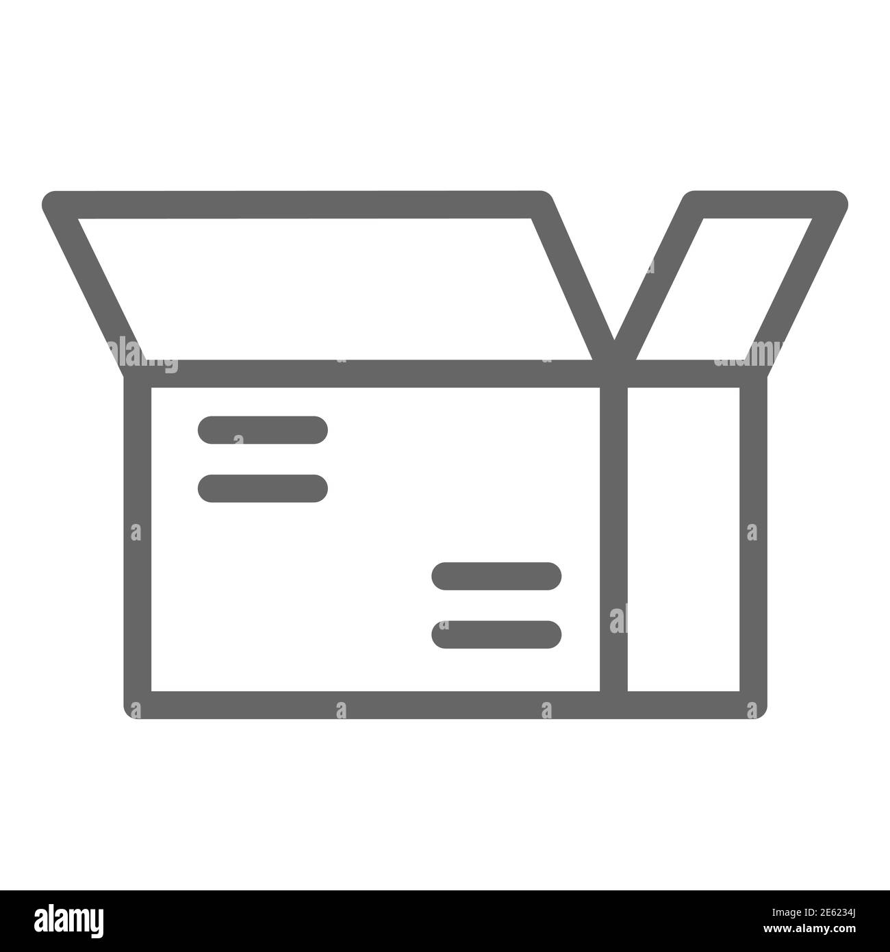 Icône de la ligne de colis, symbole du service de livraison, signe vectoriel de la boîte ouverte sur fond blanc, icône du paquet de colis en forme de contour pour le concept mobile et le web Illustration de Vecteur