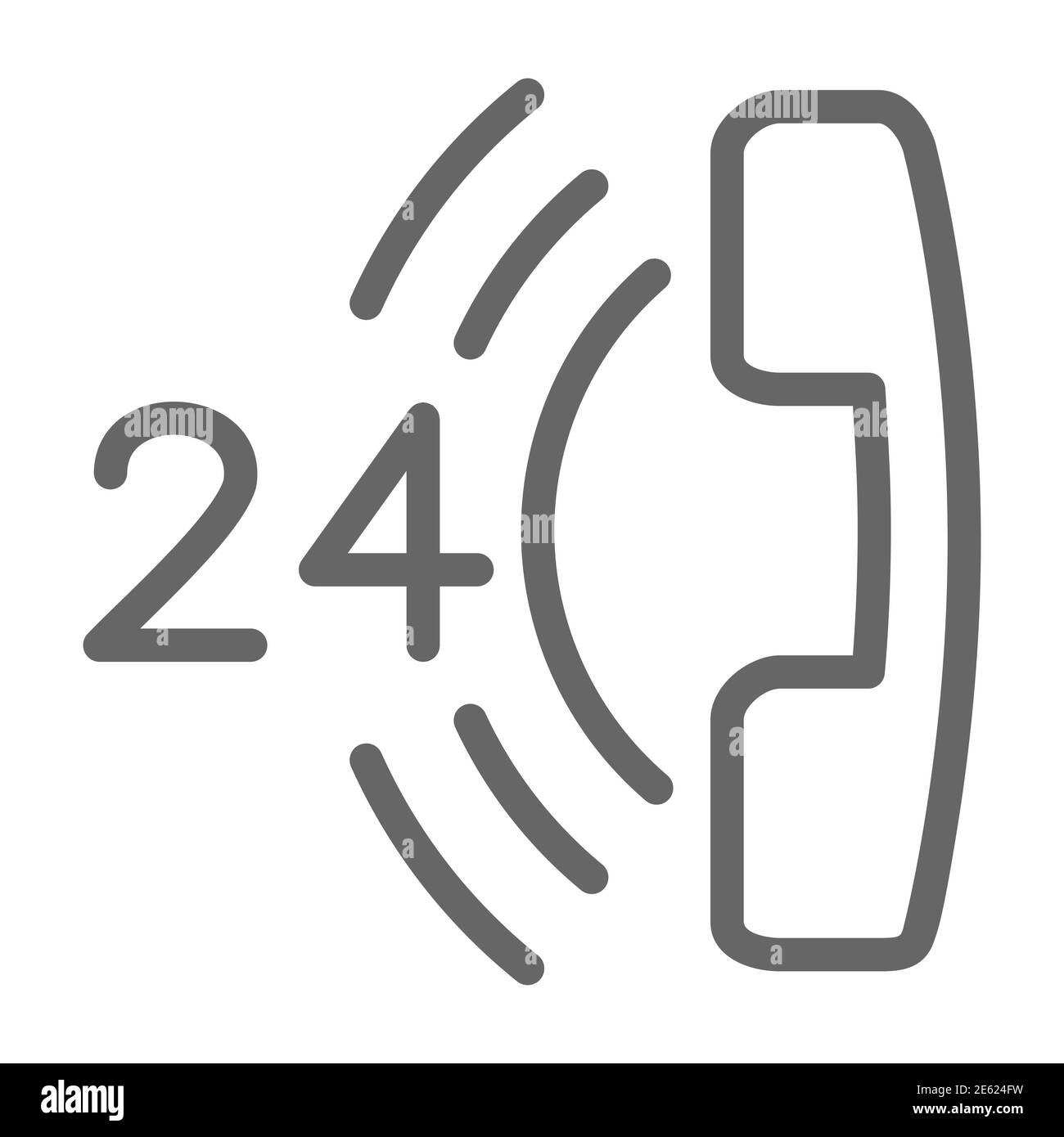 icône de ligne d'assistance 24 heures sur 24, symbole logistique, panneau vecteur d'assistance à la clientèle toute la journée sur fond blanc, style de contour de l'icône de téléphone du centre d'appels pour Illustration de Vecteur