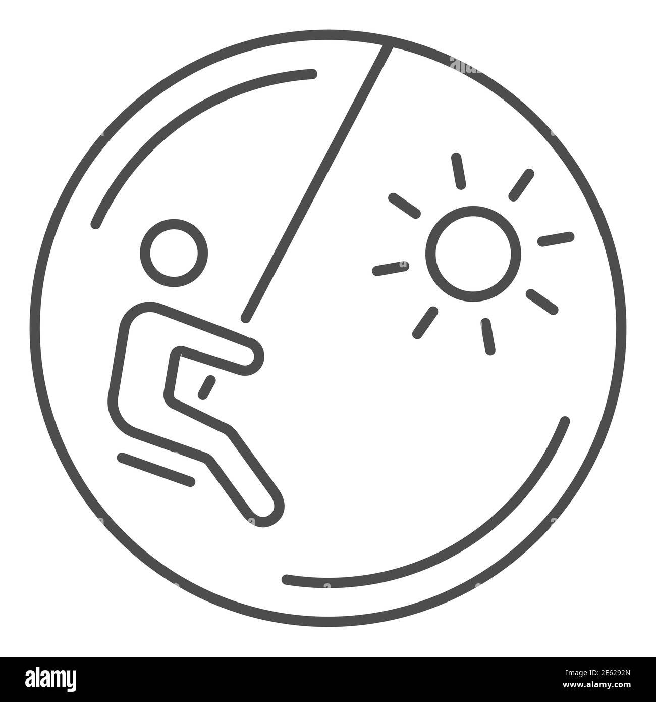 Enfant sur une icône de ligne mince d'oscillation, concept de terrain de jeu, signe de vecteur de garçon balançant sur fond blanc, enfant jouant sur un symbole d'oscillation dans le style de contour Illustration de Vecteur