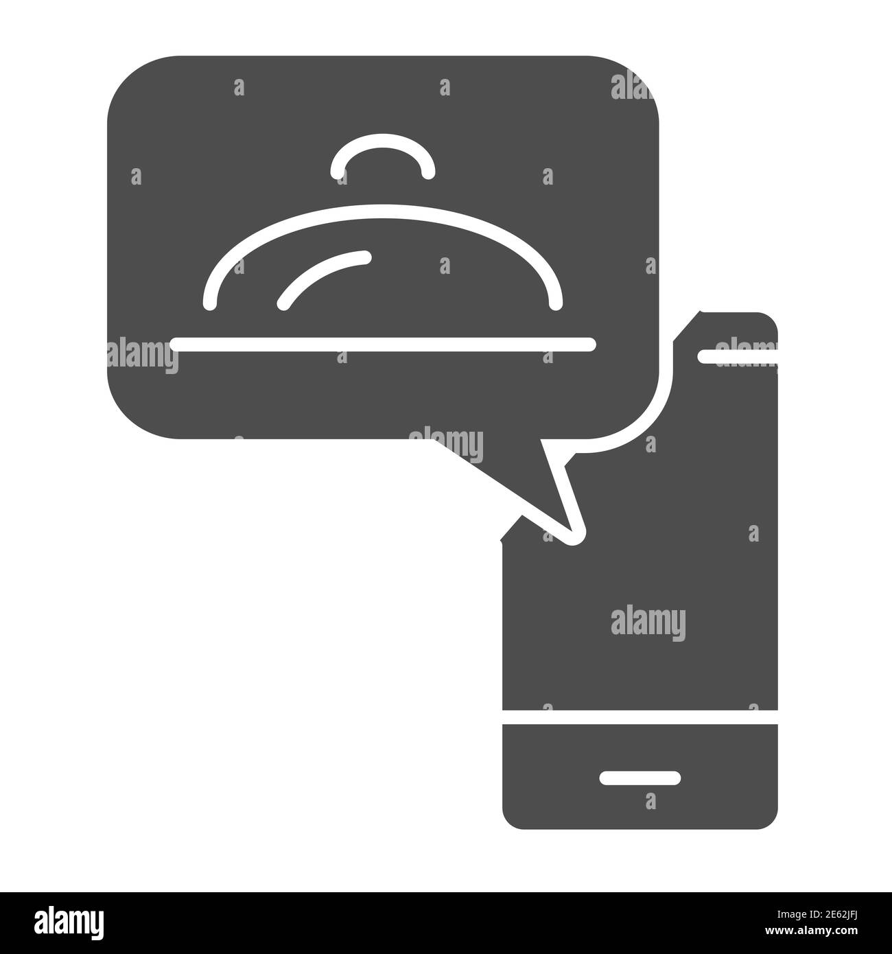 Commander des aliments et smartphone icône solide, livraison de plat dans le concept de pandémie de coronavirus, plateau de plat dans le téléphone mobile signe sur fond blanc, acheter repas dans Illustration de Vecteur