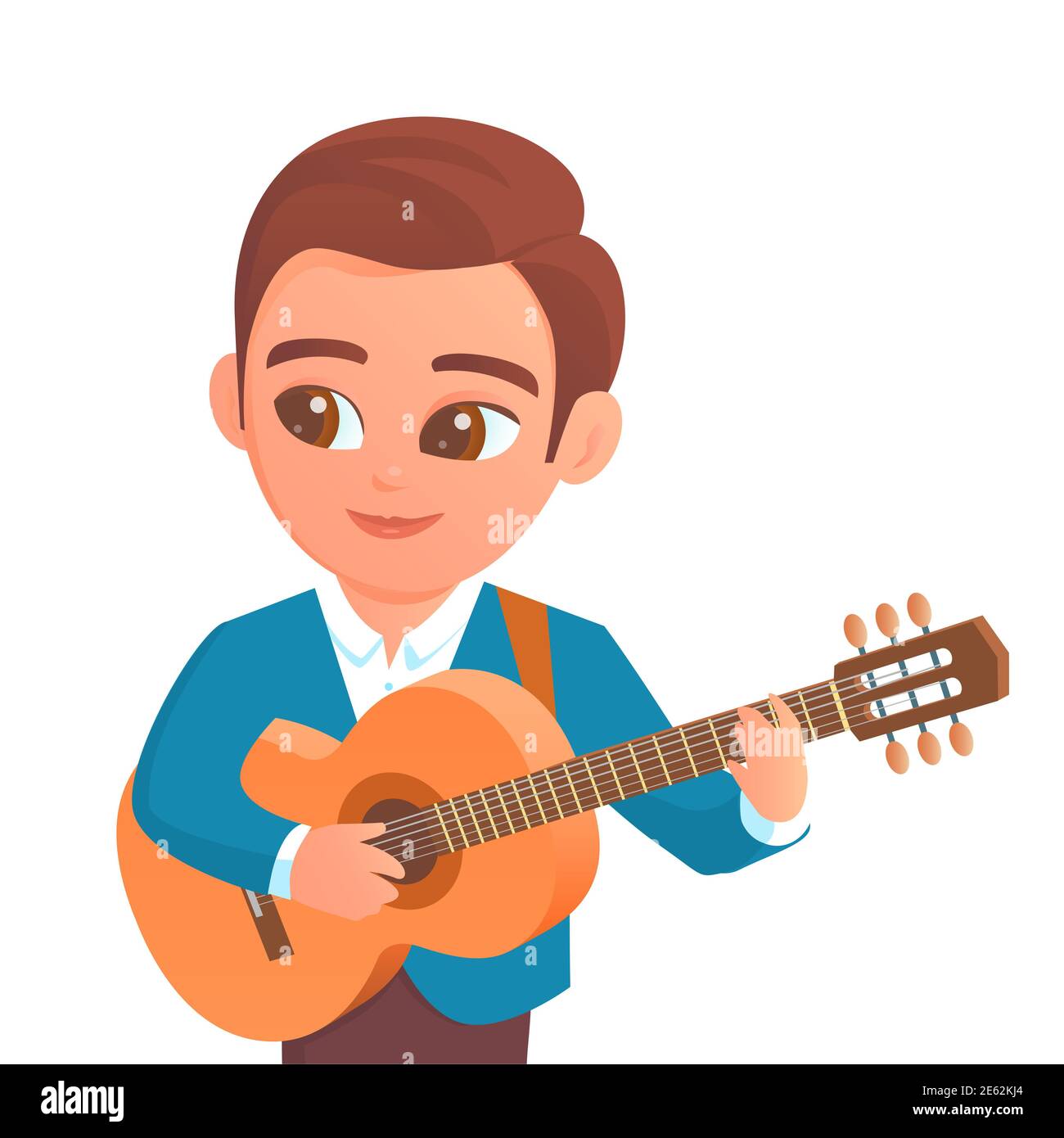 Un jeune homme joue de la guitare. Un sourire sur mon visage. Instrument de  musique classique. Illustration d'un personnage de dessin animé sur fond  blanc Photo Stock - Alamy