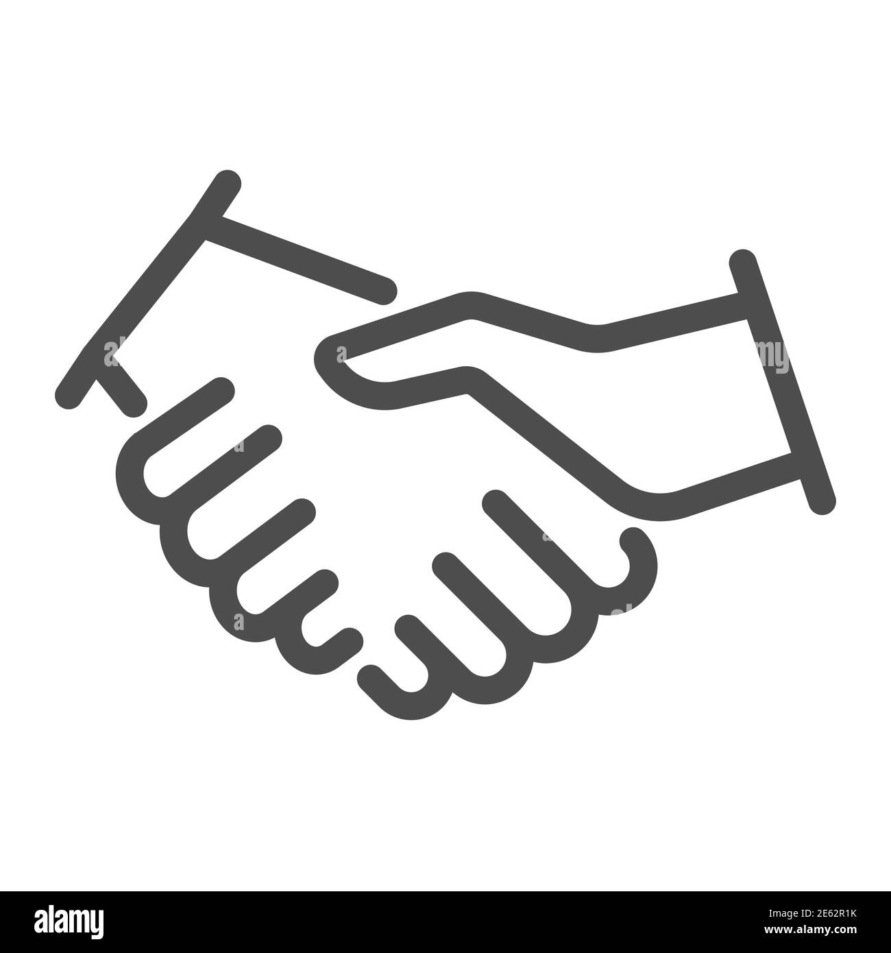Icône de ligne de poignée de main, concept de stratégie d'entreprise, signature de contrat d'entreprise sur fond blanc, icône de partenaires en forme de main dans le style de contour pour Illustration de Vecteur