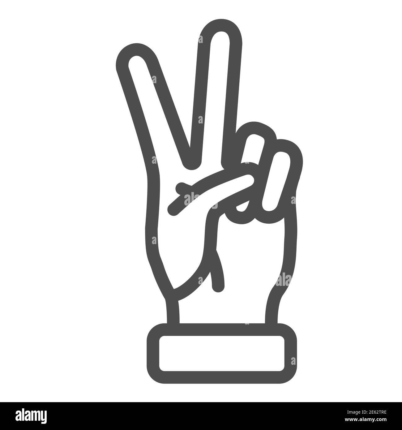 Icône de ligne de geste de victoire, concept de gestes de main, signe de paix sur fond blanc, icône de deux doigts vers le haut dans le style de contour pour le concept mobile et le Web Illustration de Vecteur