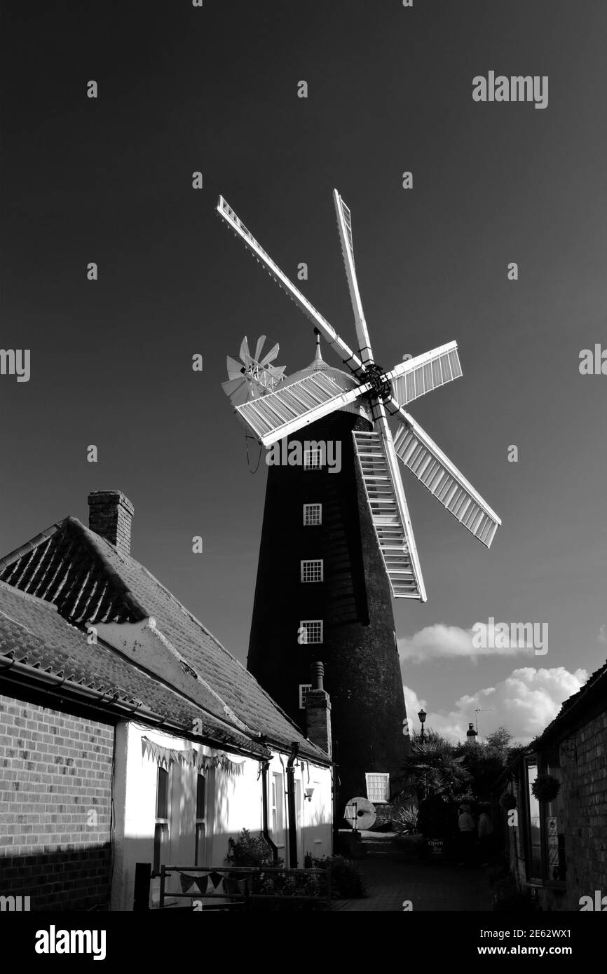 Vue d'été sur Waltham Windmill, Waltham village, Lincolnshire County, Angleterre Banque D'Images