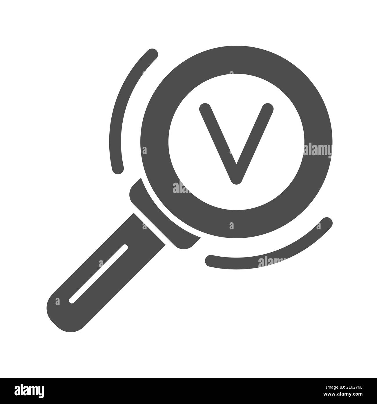 Loupe et symbole de victoire icône solide, concept de stratégie d'affaires, signe de recherche réussi sur fond blanc, icône de recherche de succès d'affaires dans Illustration de Vecteur