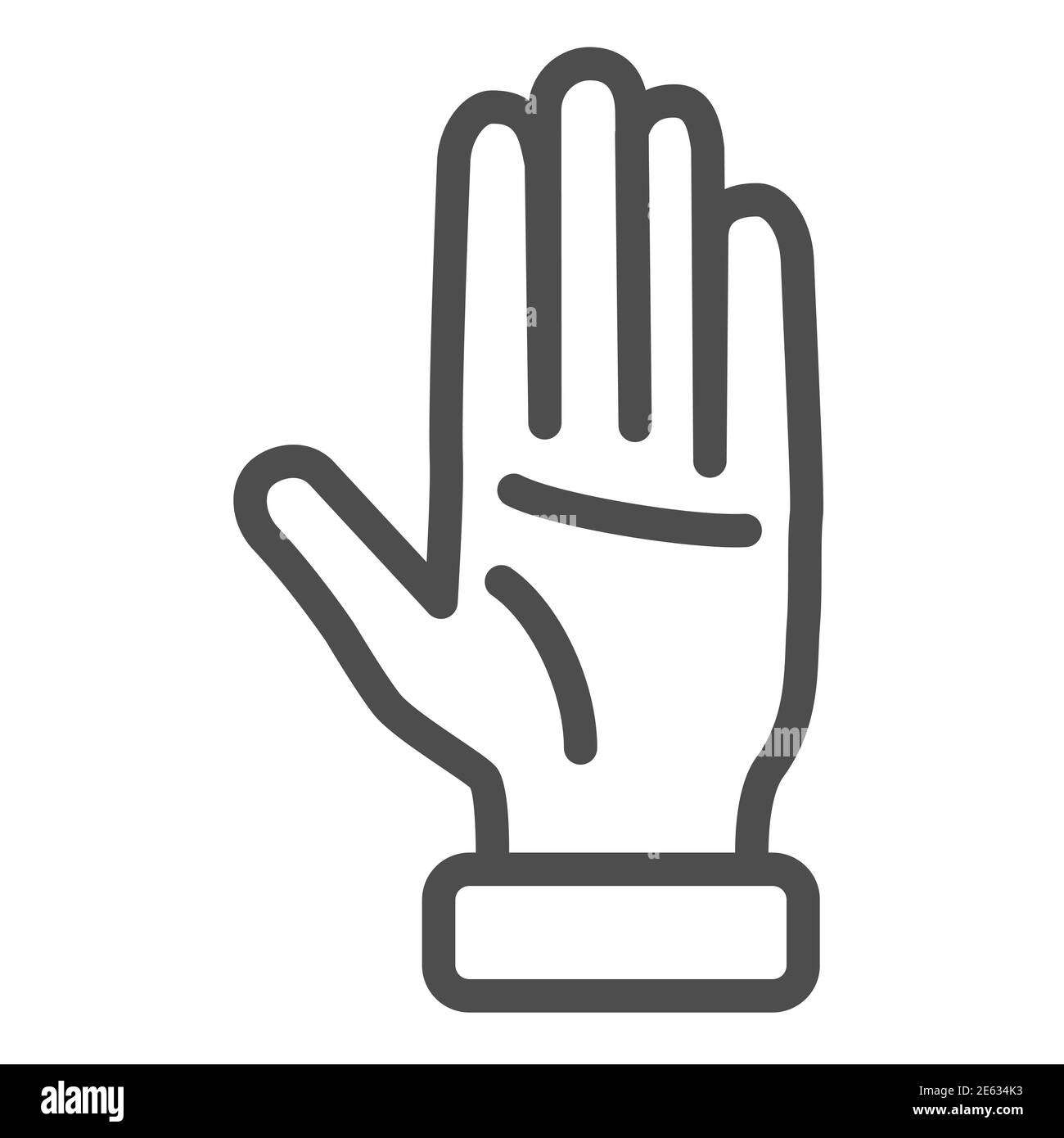 Icône de ligne de main levée, concept de gestes, ouverture du palmier sur fond blanc, main vers le haut de l'icône dans le style de contour pour le concept mobile et la conception de Web. Vecteur Illustration de Vecteur