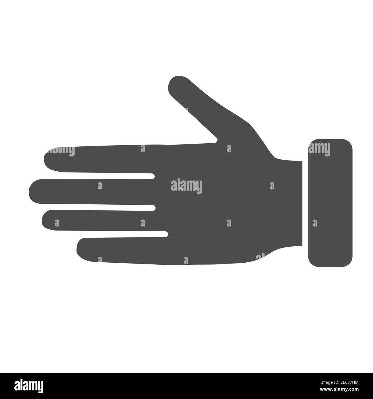 Main icône solide, gestuelle concept, signe de geste de bienvenue sur fond blanc, main humaine mâle avec icône de paume ouverte dans le style glyphe pour le concept mobile et Illustration de Vecteur