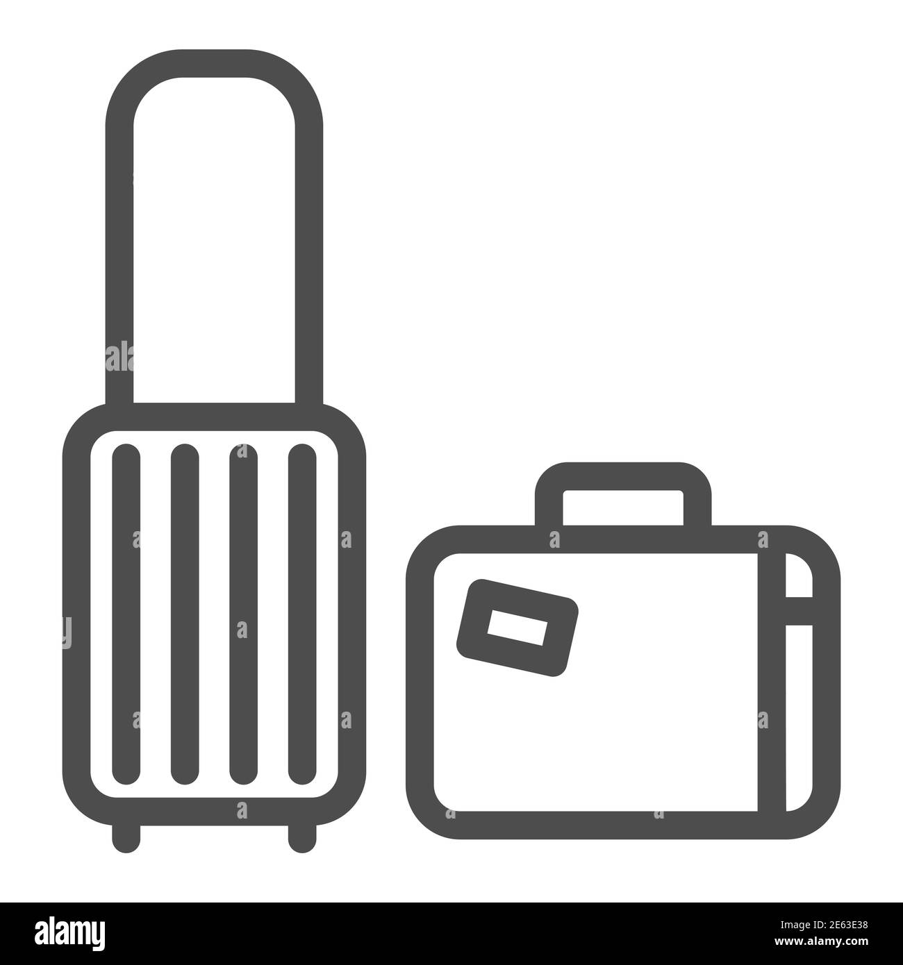 Icône de la ligne de valises de voyage, concept de bagages, panneau de la  valise de voyage sur fond blanc, icône de l'ensemble des sacs de voyage  dans un style de contour