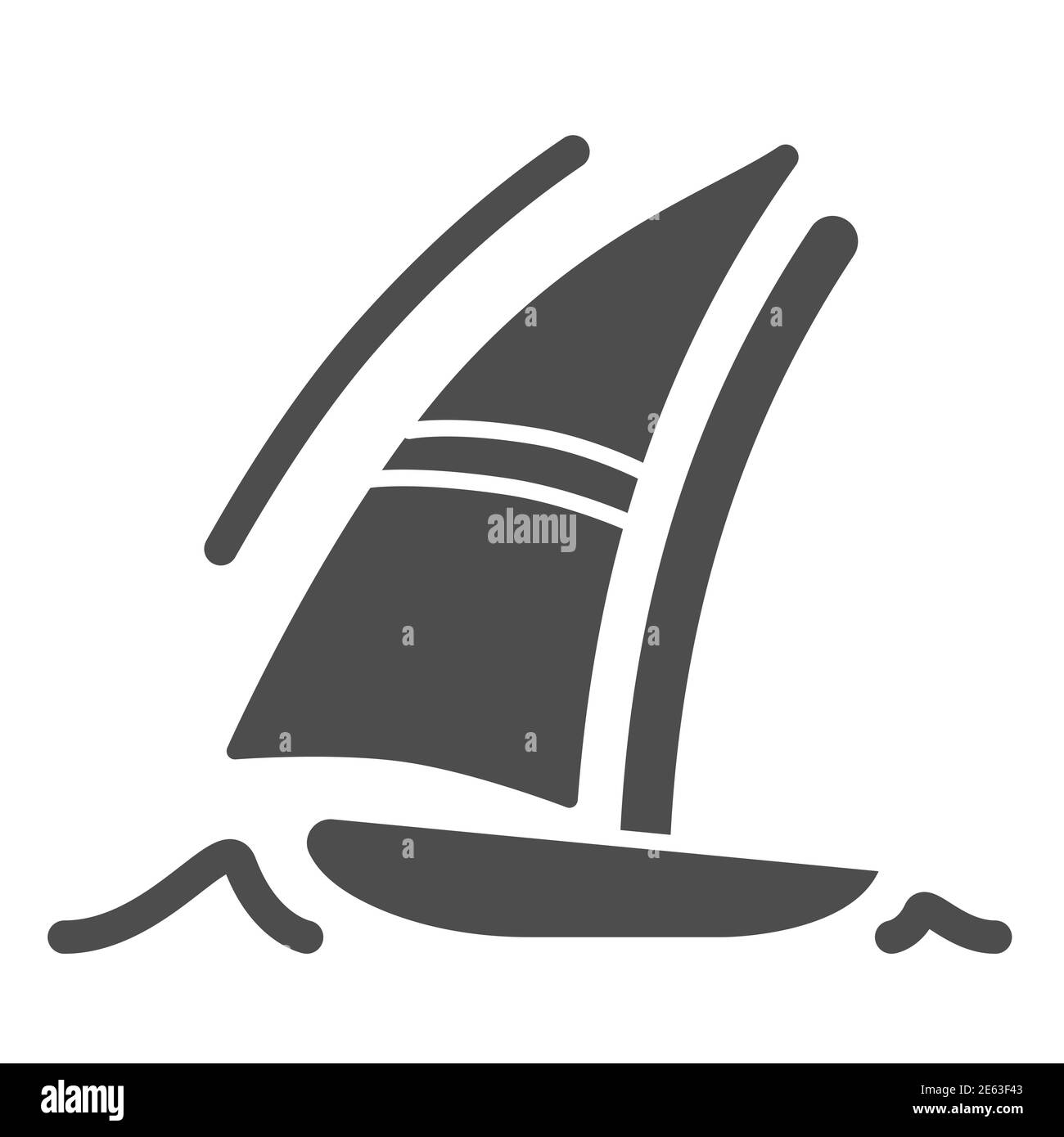 Voilier icône solide, concept de vacances d'été, bateau et signe de vague de mer sur fond blanc, icône de yacht dans le style de glyphe pour le concept mobile et la conception de Web Illustration de Vecteur