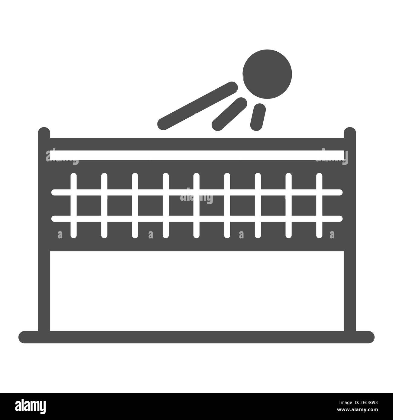 Beach volley solide icône, sport d'été concept, filet de volley-ball avec signe de boule sur fond blanc, active seabeach sport icône dans le style de glyphe pour Illustration de Vecteur