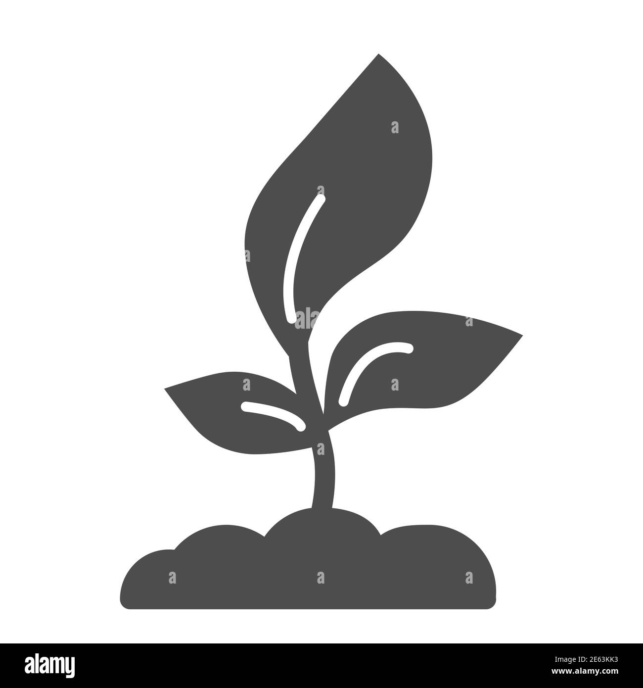 Jeune plantule avec trois feuilles icône solide, concept agricole, symbole Sprout sur fond blanc, icône de plante en croissance dans le style glyphe pour mobile Illustration de Vecteur